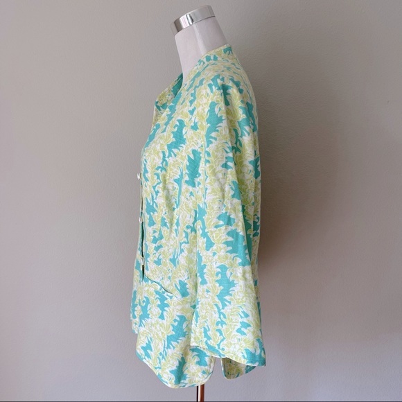 Pendleton Plus Green Botanical Print Linen Blend Jacket Size 18/20 - Picture 3 of 6